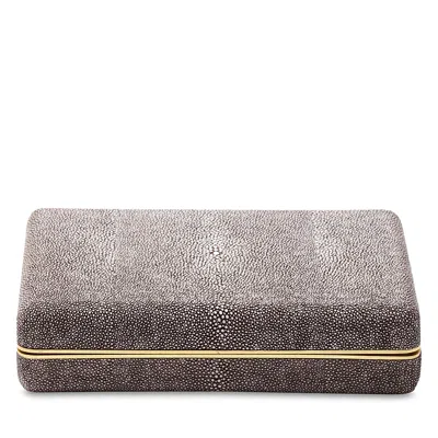 Aerin Faux Shagreen Playing Card Case In Gray