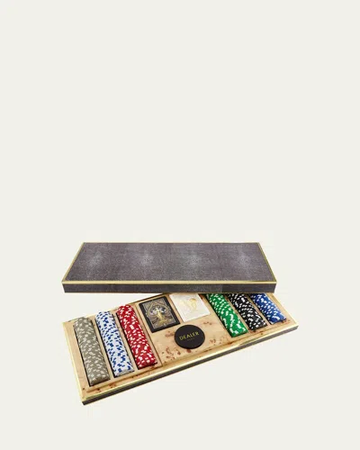 Aerin Faux Shagreen Poker Set In Chocolate