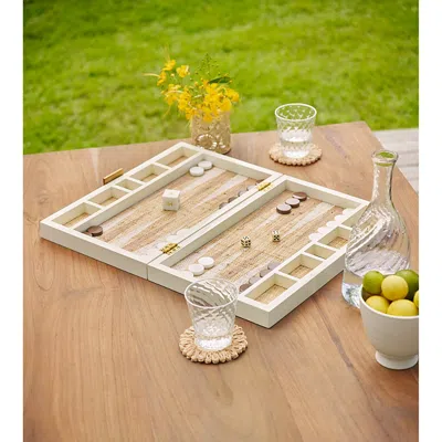 Aerin Lacquer Backgammon Game Set In White