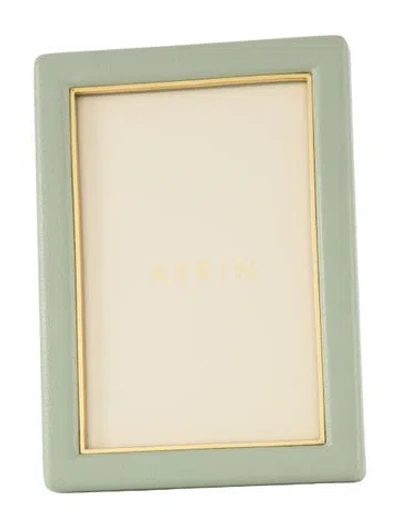 Pre-owned Aerin Leather Piero Picture Frame In Green