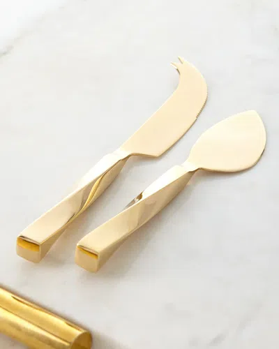 Aerin Leon Cheese Knives, Set Of 2 In Gold