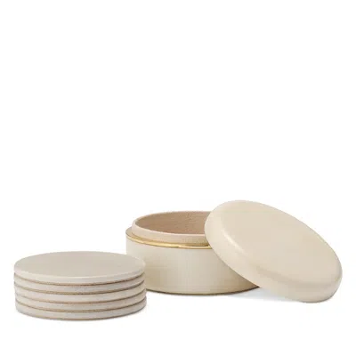 Aerin Livio Parchment Coasters, Set Of 6 In Neutral