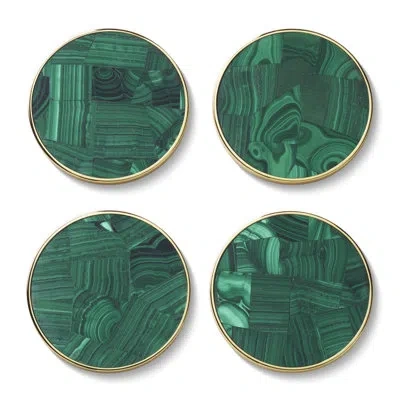 Aerin Lucas Coaster Set In Green,gold