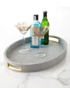 Aerin Modern Shagreen Cocktail Tray In Dove