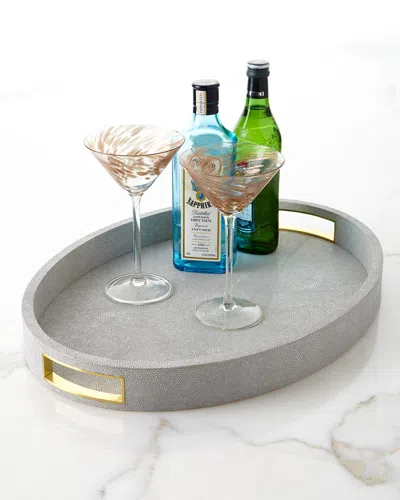 Aerin Modern Shagreen Cocktail Tray In Dove