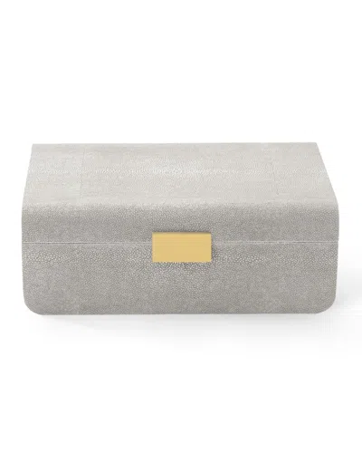 Aerin Modern Large Embossed Faux-shagreen Jewelry Box In Grey