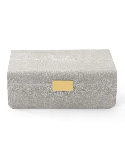 Aerin Modern Large Embossed Faux-shagreen Jewelry Box In Gray