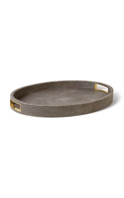 Aerin Modern Shagreen Cocktail Tray; Chocolate In Green