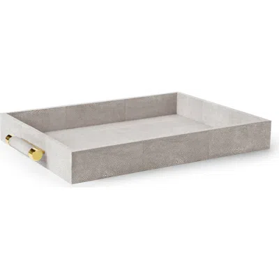 Aerin Modern Shagreen Serving Tray In Gray