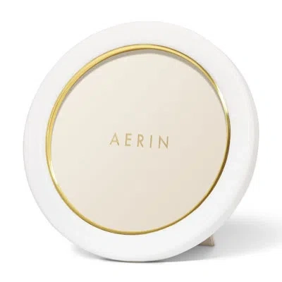 Aerin Piero 6" X 8" Leather Single Picture Frame In Shadow White