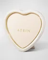 Aerin Piero Heart Faux Shagreen Photo Frame, 6" In White