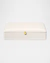 Aerin Piero Leather Box In Open White