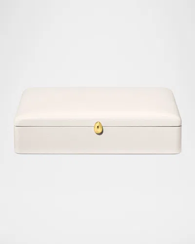 Aerin Piero Leather Box In Open White