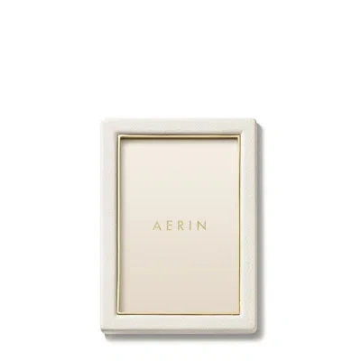 Aerin Piero Leather Single Picture Frame In Shadow White