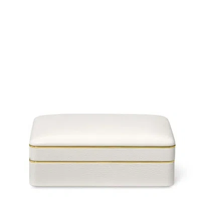 Aerin Piero Leather Small Stacked Jewelry Box In Off-white,brass