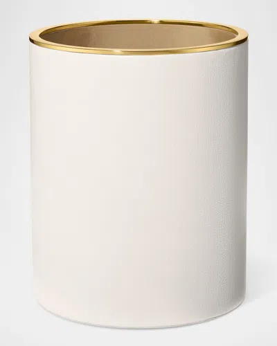 Aerin Piero Leather Wastebasket In Open White