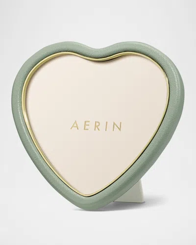 Aerin Piero Shagreen Heart Frame In Green