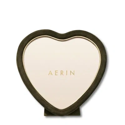 Aerin Piero Suede Frame, Heart In Green