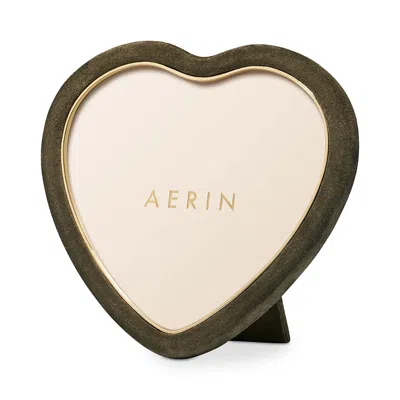 Aerin Piero Suede Heart Frame, 6 X 6 In Green
