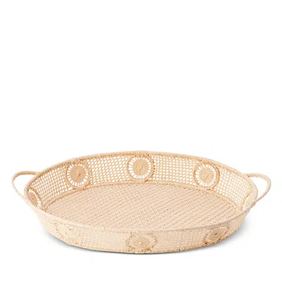 Aerin Raffia Round Tray In Pink