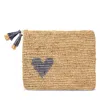 Aerin Heart Raffia Zip Pouch