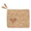 Aerin Heart Raffia Zip Pouch In Natural