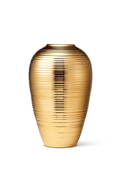 Aerin Ribbed Calinda Tapered Vase; Gold