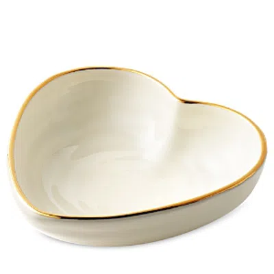 Aerin Ribbed 24k-gold Rim Heart Dish In Cream Gold