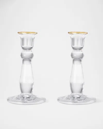 Aerin Sancia Tall Taper Candle Holders, Set Of 2 In Transparent