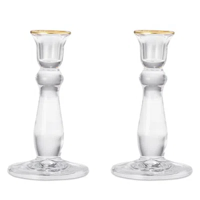 Aerin Sancia Tall Taper Candleholders, Set Of 2 In Transparent