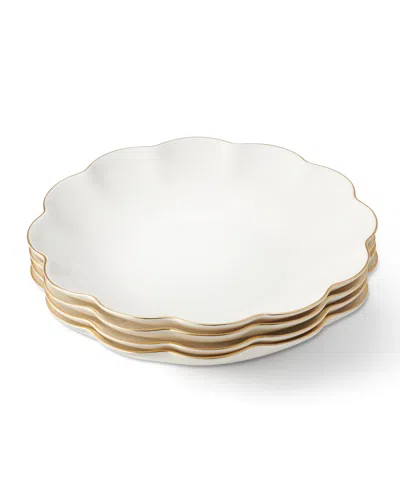 Aerin Scalloped Appetizer Plates, Set Of 4 In White