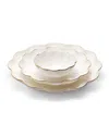 Aerin Scalloped Nesting Serving Dishes, Set Of 3 In Cream/gold