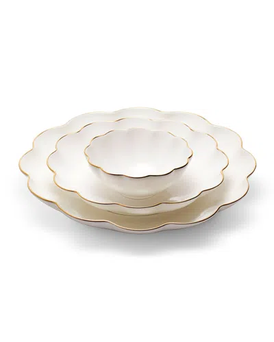 Aerin Scalloped Nesting Serving Dishes, Set Of 3 In White