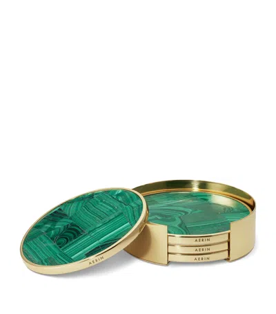 Aerin Set Of 4 Lucas Mosaic Coasters In Green