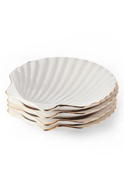 Aerin Set Of 4 Shell Appetizer Plates In White