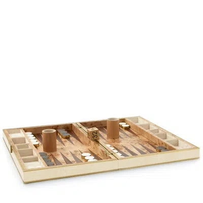 Aerin Shagreen Backgammon Set W/ Dice In Cream