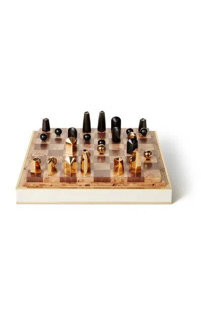 Aerin - Shagreen Chess Set; Cream W/ Chess Pieces - Off-white In Multi