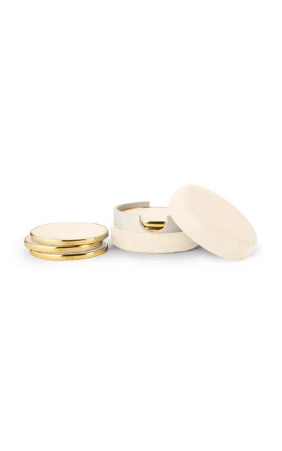 Aerin - Shagreen Coasters; Cream (s/4) - Off-white In Gold