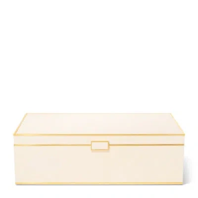 Aerin Shagreen Cream/brass 3 In 1 - Chess, Checkers, And Backgammon Set Board Game