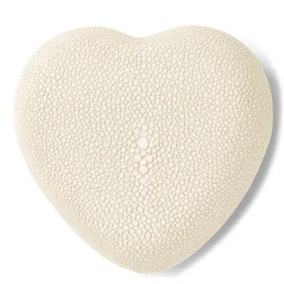 Aerin Shagreen Heart Decorative Box In Cream