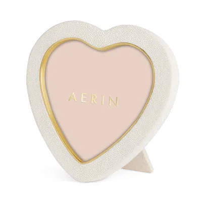 Aerin Shagreen Heart Frame, Cream In Pink