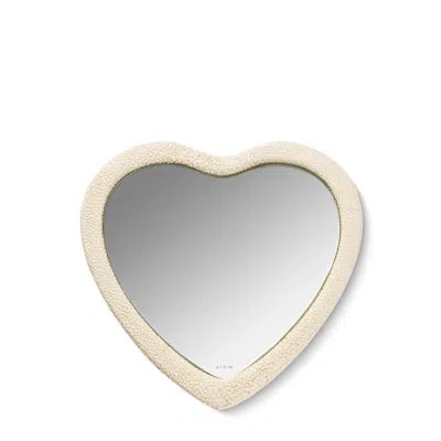 Aerin Shagreen Heart Hand Mirror In Cream