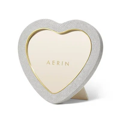 Aerin Shagreen Heart Picture Frame In Dove