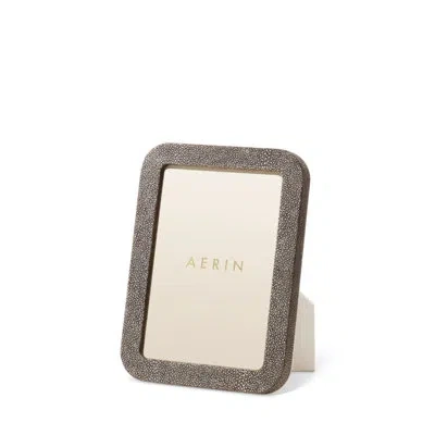 Aerin Shagreen Leather Single Picture Frame In Chocolate
