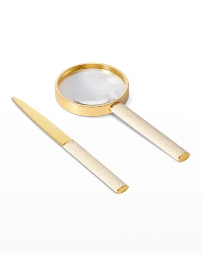 Aerin Shagreen Magnifying Glass And Letter Opener Set In Gold