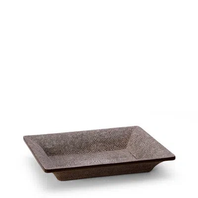 Aerin Shagreen Rectangular Vide Poche Serving Tray In Chocolate
