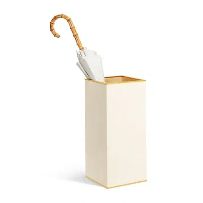 Aerin Shagreen Umbrella Stand In Beige;gold