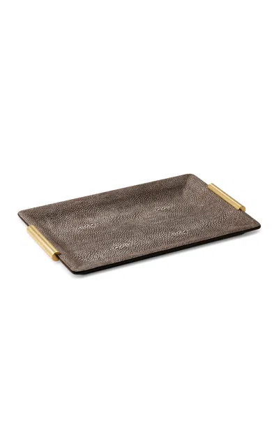Aerin Shagreen Vanity Tray; Small; Chocolate In Brown