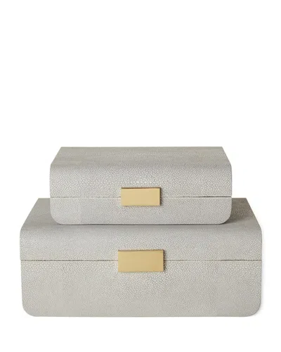 Aerin Small Mod Shagreen Jewelry Box In Gray