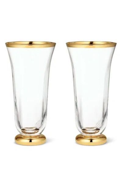 Aerin Sophia Set Of 2 Champagne Flutes In Gold